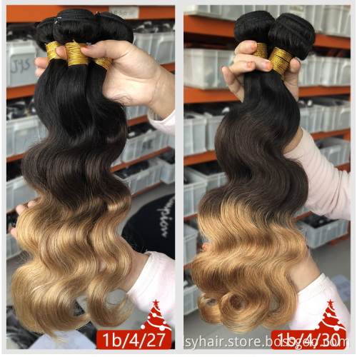 2019 Best Selling Ombre 3 Tones 1b 4 24 30 Color Body Wave Brazilian Human Hair Weave Bundles With Closure, Online Sale  Hair